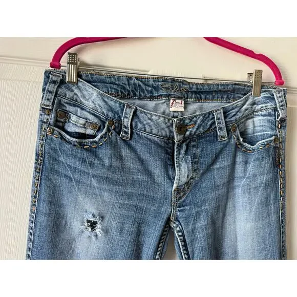 Silver Jeans Vintage Y2K Frances Flare Jeans Distressed Size 33/31 - Picture 3 of 10